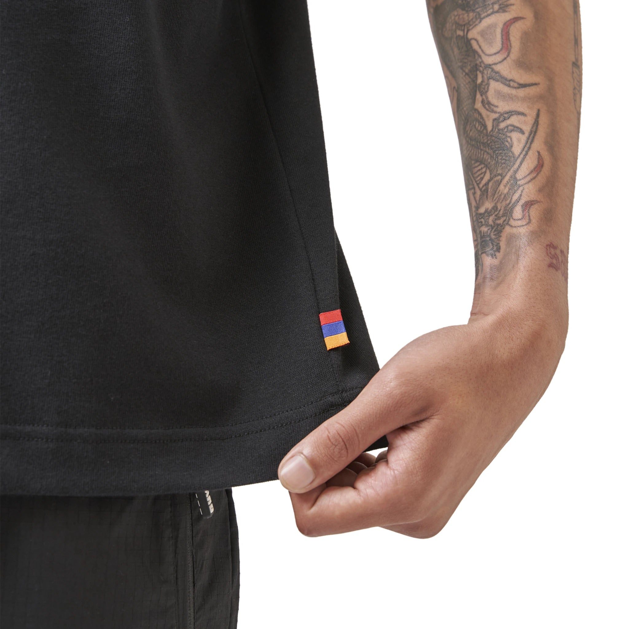 Side label view of Azat Mard Yerevan Racing T Shirt Black FW23033